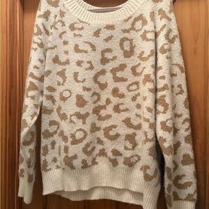 White Birch Leopard Print Sweater in Cream and Tan